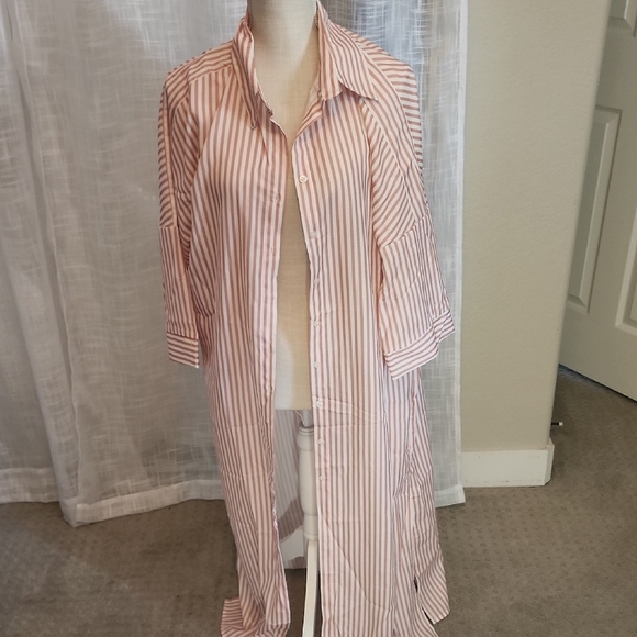 Striped Button-Up Women's Coat - Picture 1 of 2